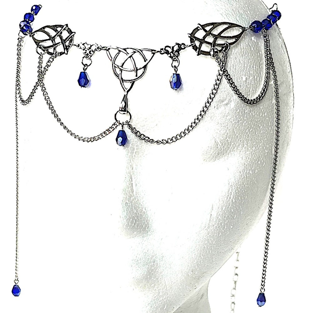 celtic tiara with blue crystals silver lovely